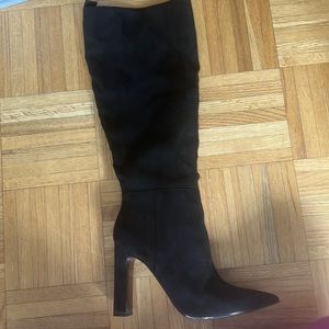 JLO tall, suede black boots w/ Box